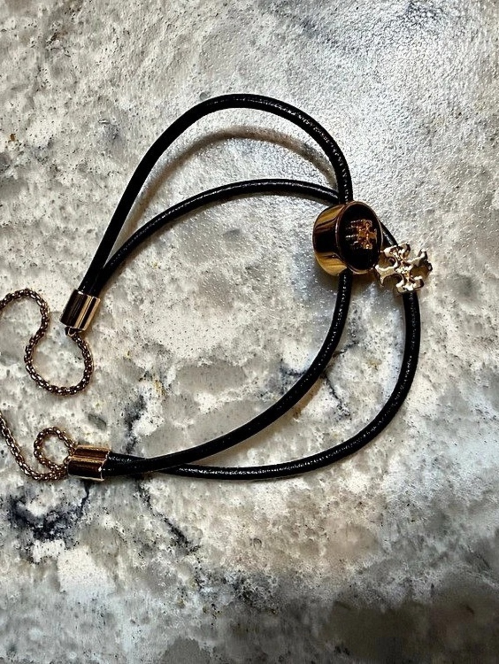 Tory Burch Icon Slider Bracelet Black & Gold